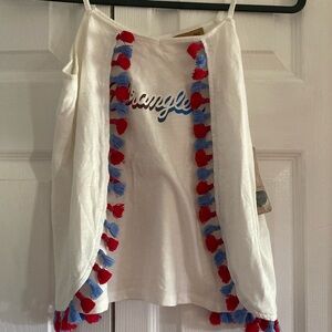 Girls Wrangler white tank top with pom poms. Size L